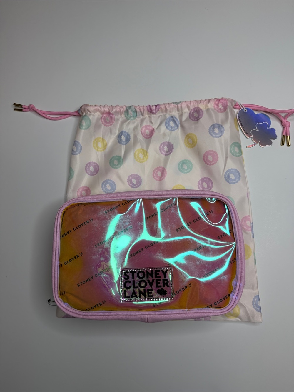 Stoney Clover Lane Sweet 16 Iridescent Pink collectors Pouch with Polka Bag
